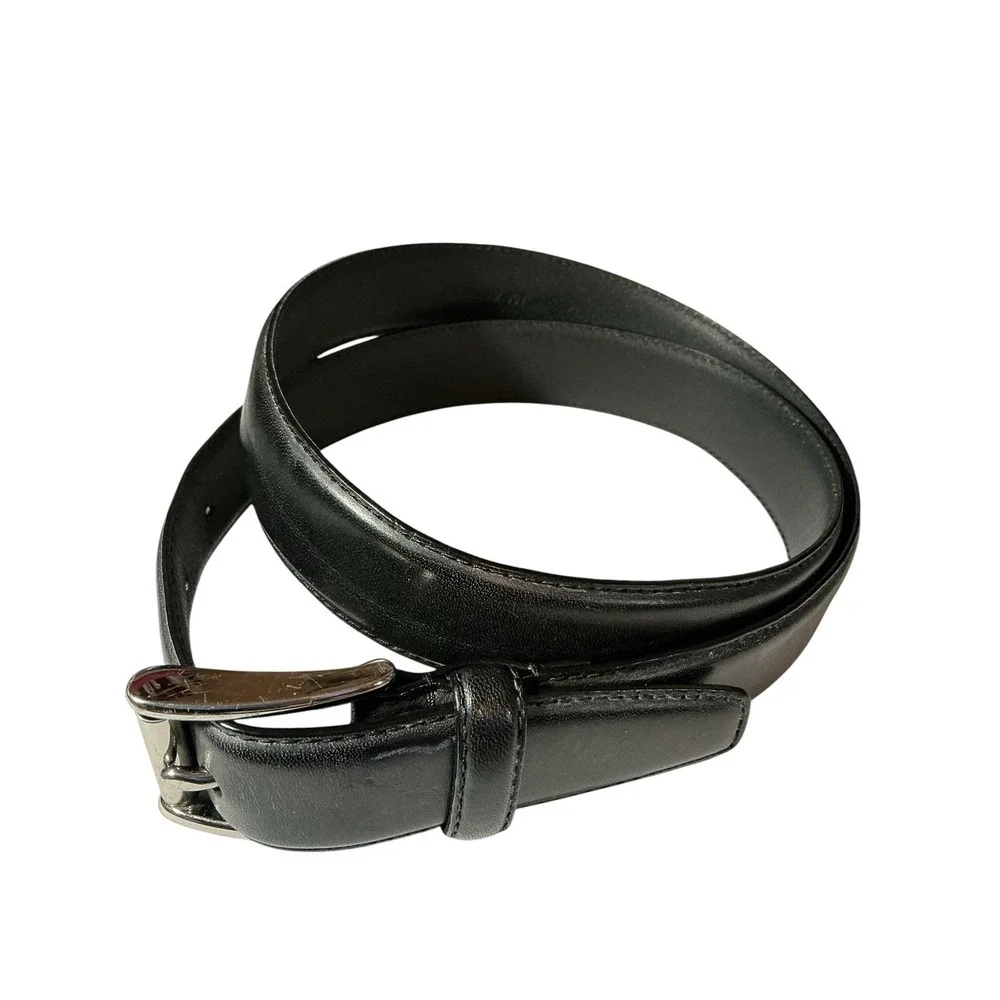 Chaps Ralph Lauren Black Smooth Italian Leather Dress Belt Sz 34/36